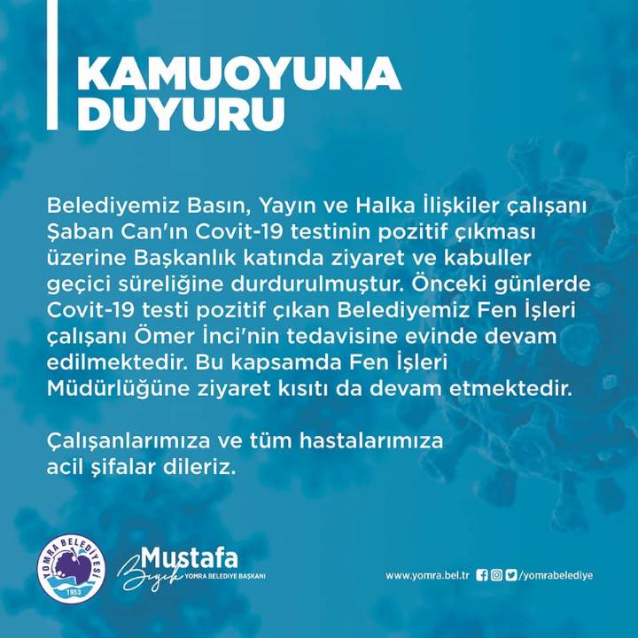 Covit-19 testi pozitif çıkan personellerimiz hk.